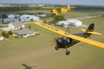 Photo of Aeronca C-3 and Piper J-3 over Leeward Air Ranch